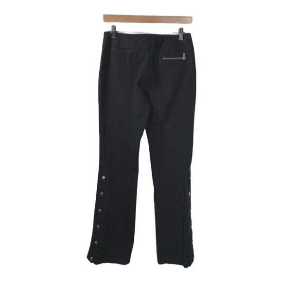 Michael Kors Black Bootcut Pants Size 4 Stretch Snap Leg Zip Pocket Style - Picture 1 of 10